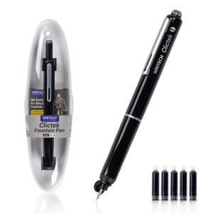 Stilou retractabil Writech corp negru + 5 patroane cu cerneală albastru