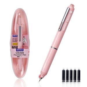 Stilou retractabil Writech corp roz + 5 patroane cu cerneală albastru